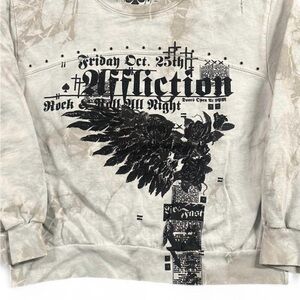 Affliction Cream and Black Graphic Sweatshirt